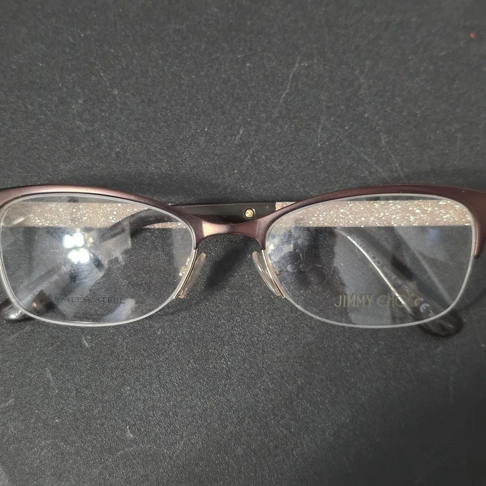 Jimmy Choo JC 106 F62 Womens Brown Gold Glitter Eyeglass Frames 52-17-135